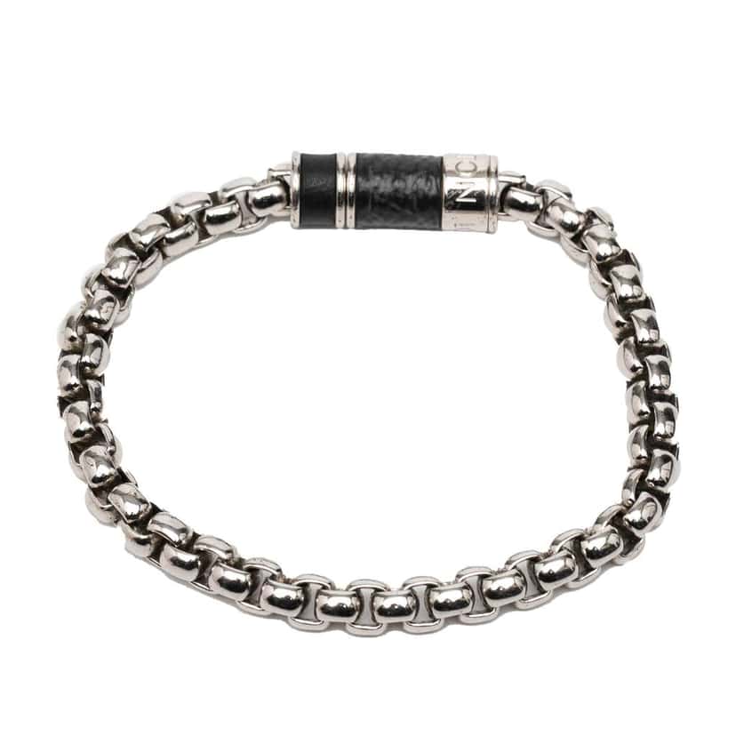 Louis Vuitton Silver Plated Monogram Eclipse Chain Bracelet Silver Brass Very good condition - Inside View