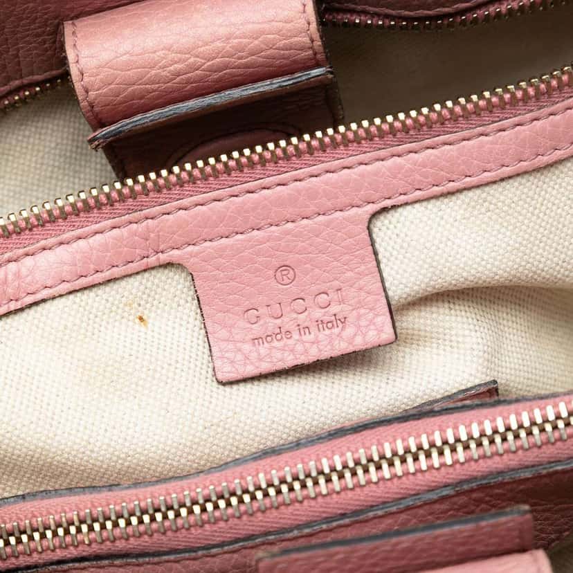 Gucci Medium Bicolor Calfskin Bamboo Shopper Satchel Pink Leather Very good condition - Box View