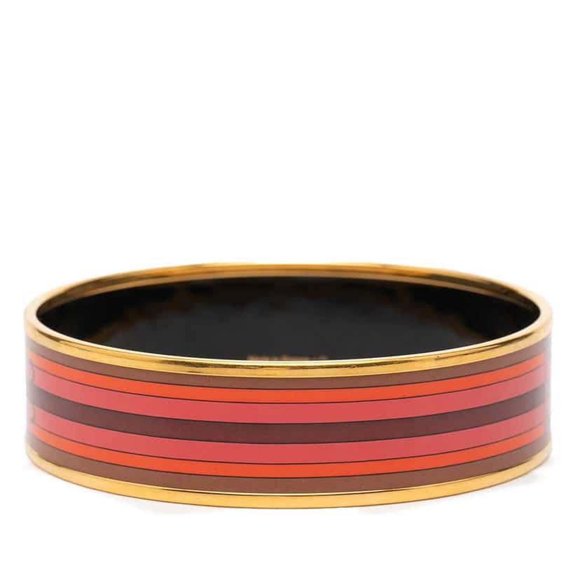 Hermès Wide Printed Enamel Bangle 65 Brown Very good condition - Inside View