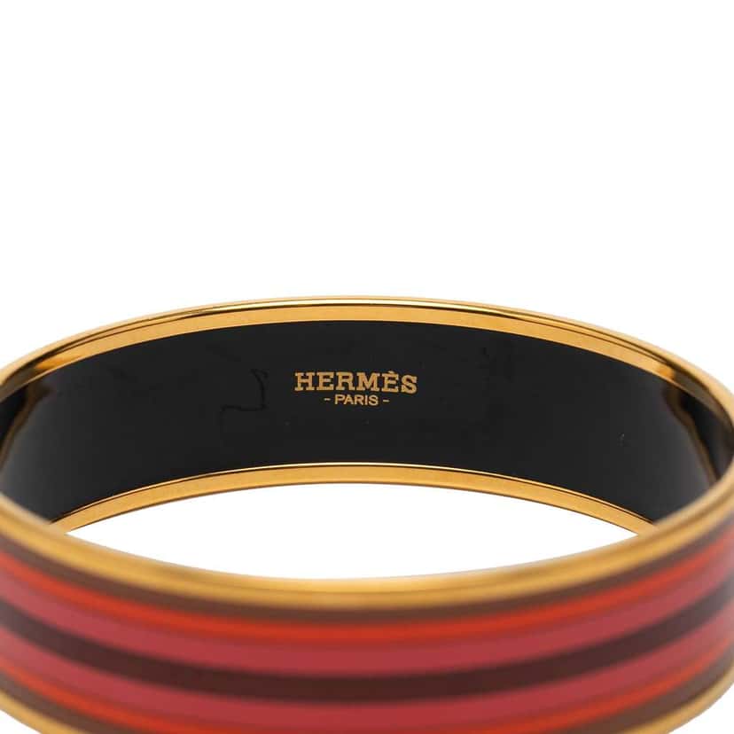 Hermès Wide Printed Enamel Bangle 65 Brown Very good condition - Model View