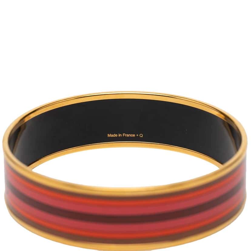 Hermès Wide Printed Enamel Bangle 65 Brown Very good condition - Box View