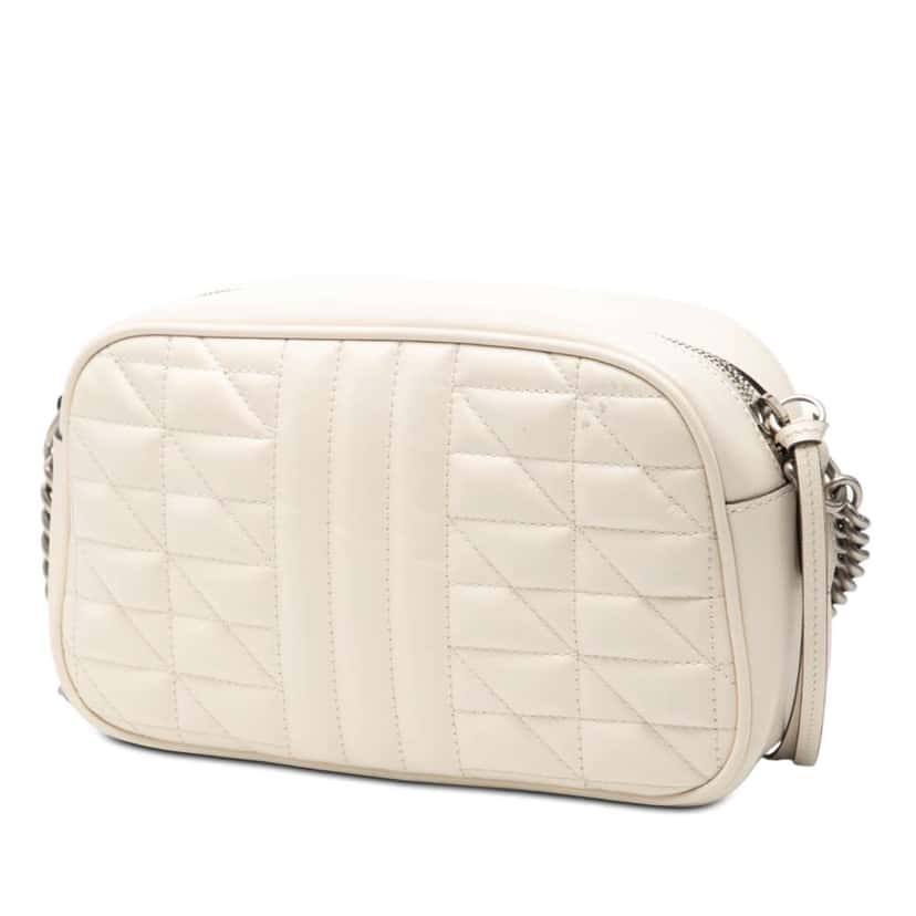 Gucci Small GG Marmont Matelasse Leather Aria Crossbody White Leather Very good condition - Back View