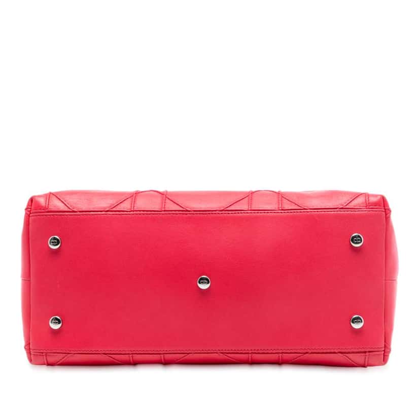Dior Medium Lambskin Cannage Polochon Granville Satchel Red Leather Good condition - Inside View