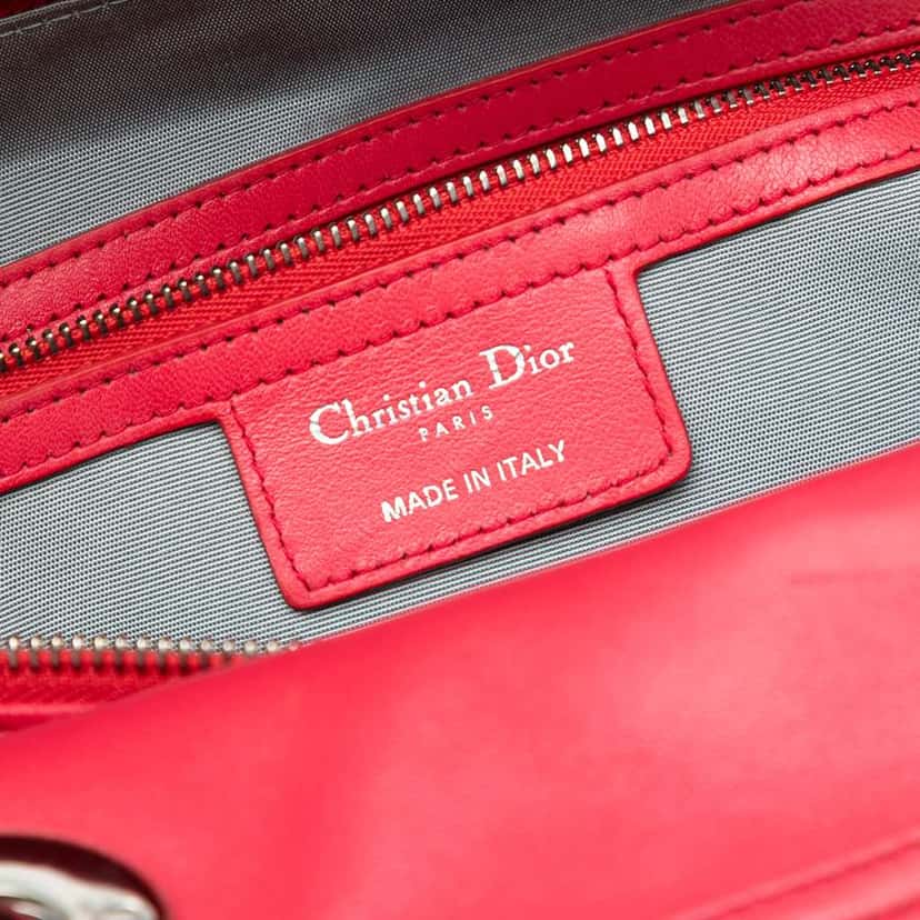Dior Medium Lambskin Cannage Polochon Granville Satchel Red Leather Good condition - Box View