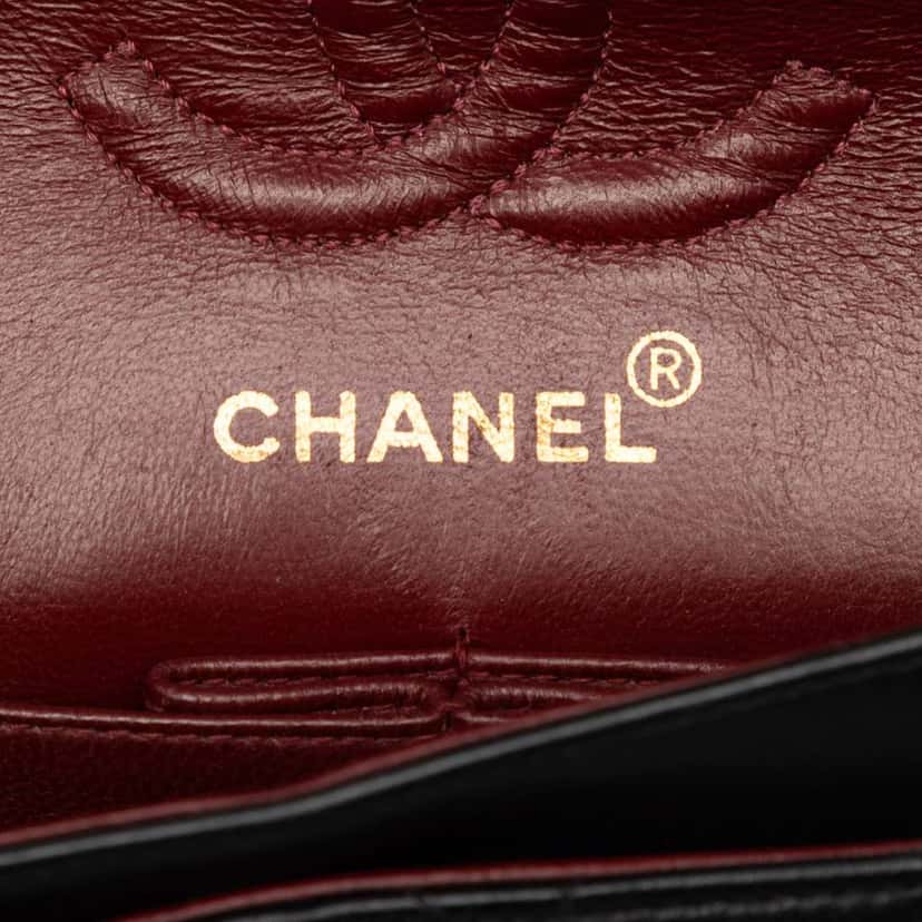 Chanel Small Classic Lambskin Double Flap Black Leather Good condition - Box View