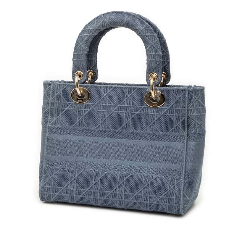 Dior Medium Canvas Cannage Lady D Lite Blue Canvas Very good condition - Back View