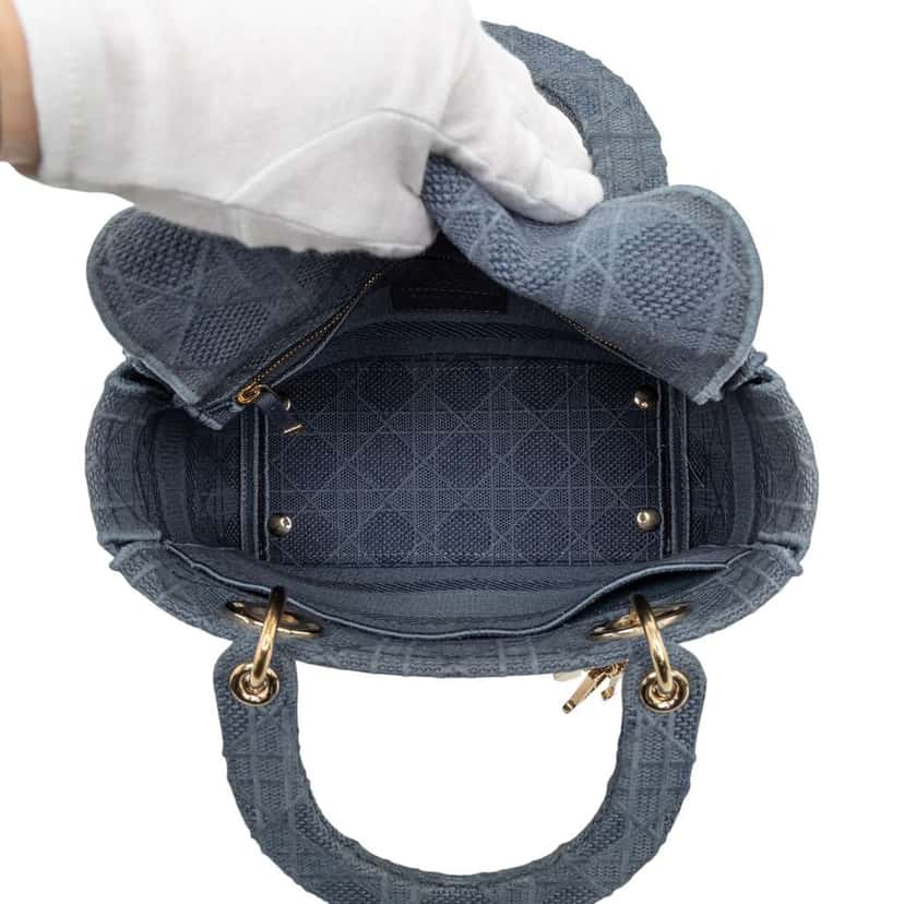 Dior Medium Canvas Cannage Lady D Lite Blue Canvas Very good condition - Model View
