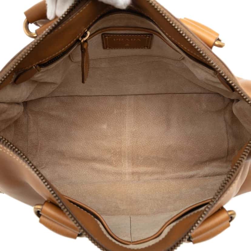 Prada Soft Calf Satchel Brown Leather Good condition - Model View