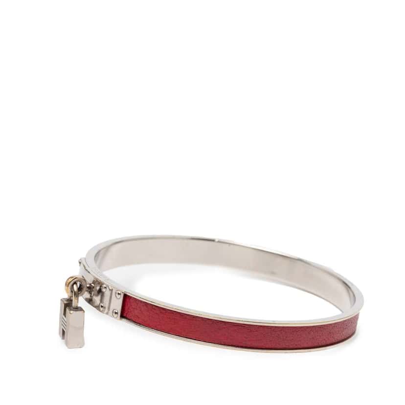 Hermès Leather Kelly H Cadena Lock Bangle Bracelet Red Leather Fair condition - Back View