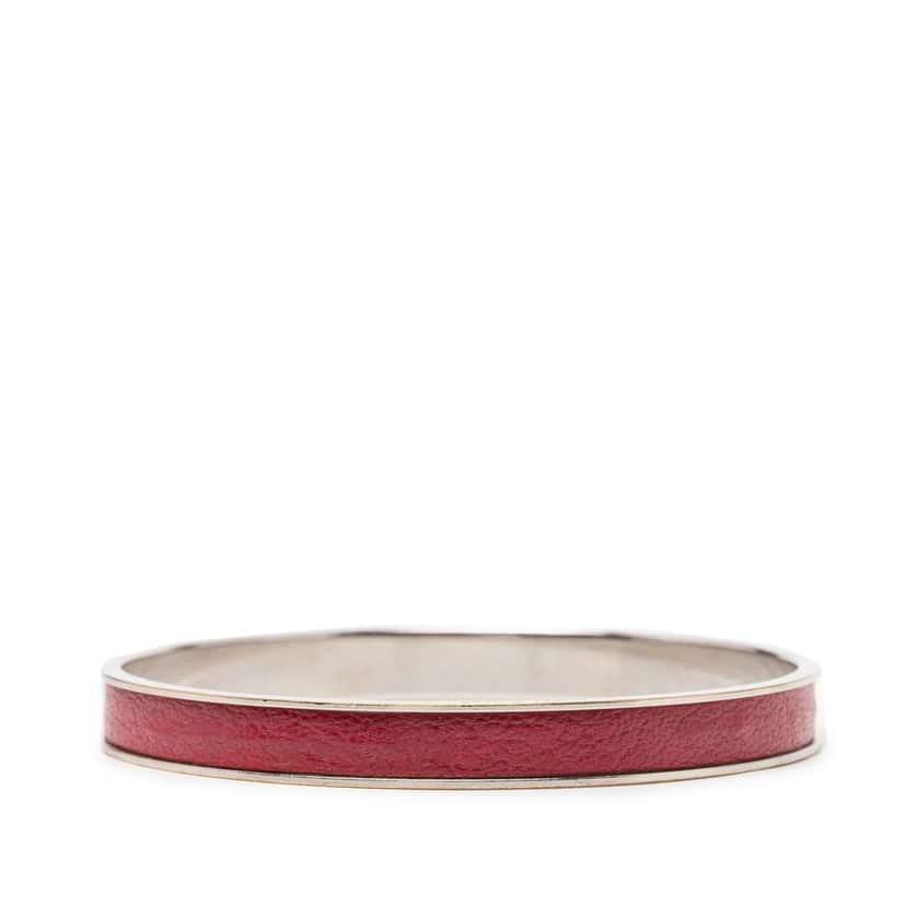 Hermès Leather Kelly H Cadena Lock Bangle Bracelet Red Leather Fair condition - Inside View