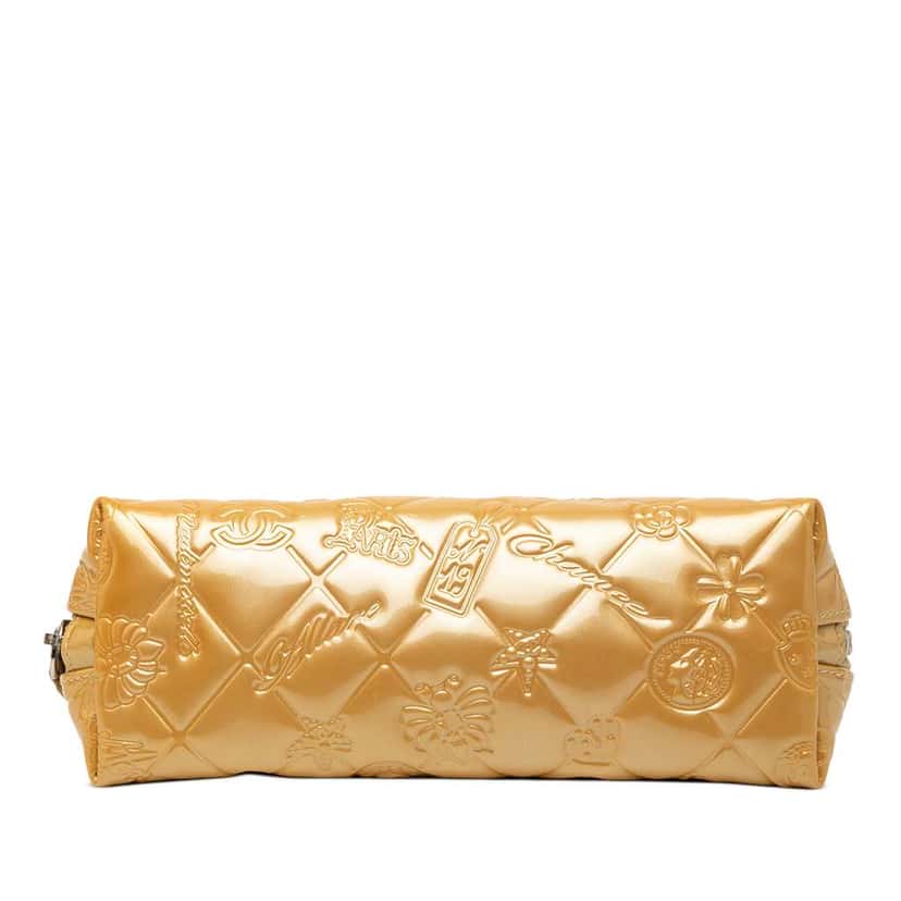 Chanel Quilted Patent Precious Symbols Pouch Gold Leather Very good condition - Inside View
