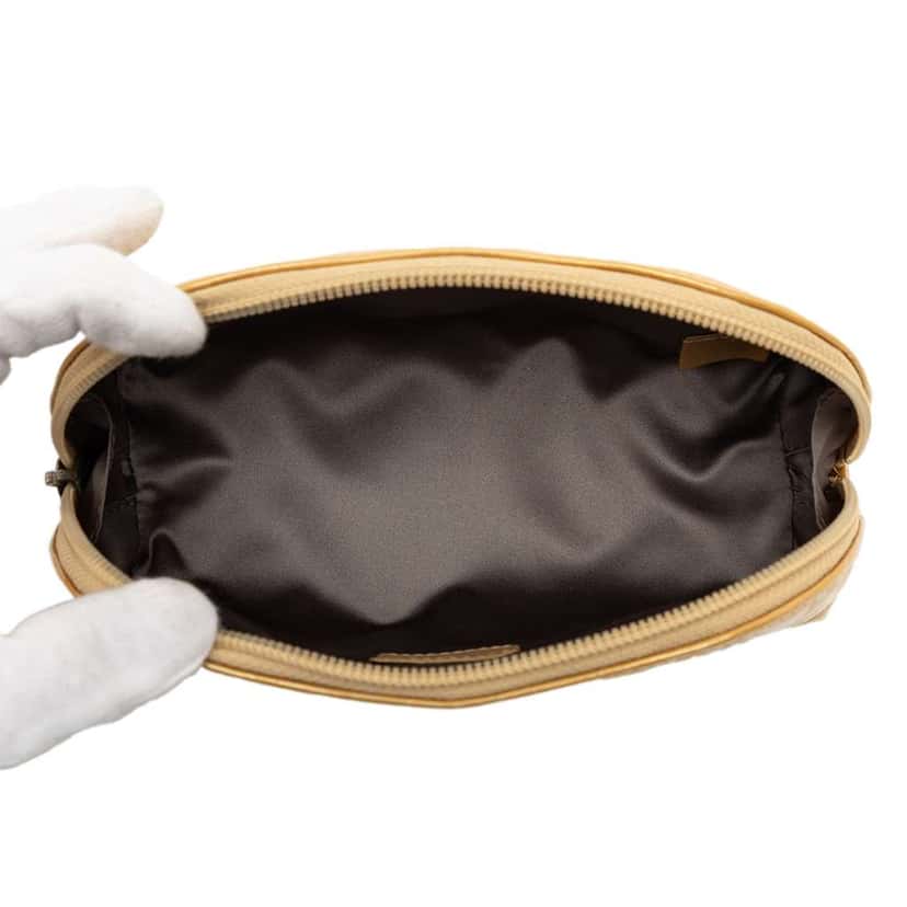 Chanel Quilted Patent Precious Symbols Pouch Gold Leather Very good condition - Model View