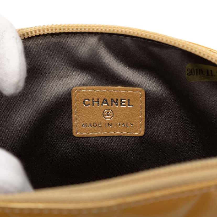 Chanel Quilted Patent Precious Symbols Pouch Gold Leather Very good condition - Box View