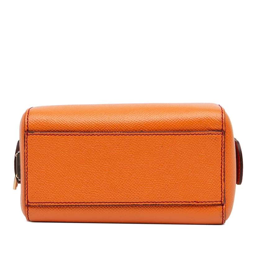 Dolce & Gabbana Mini Grained Calfskin Sicily Satchel Orange Leather Good condition - Inside View