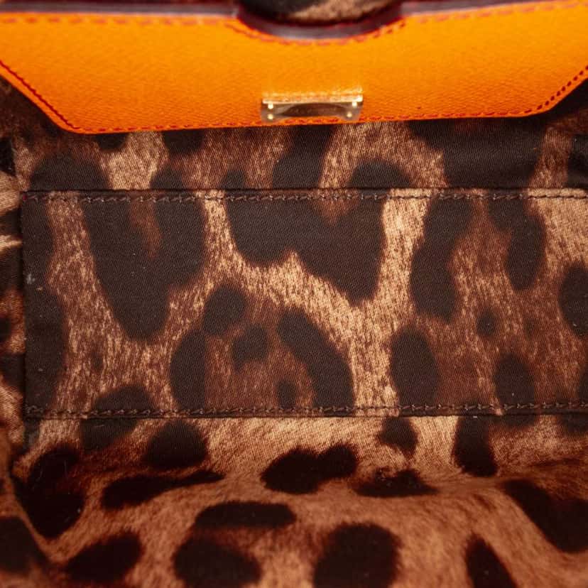 Dolce & Gabbana Mini Grained Calfskin Sicily Satchel Orange Leather Good condition - Model View