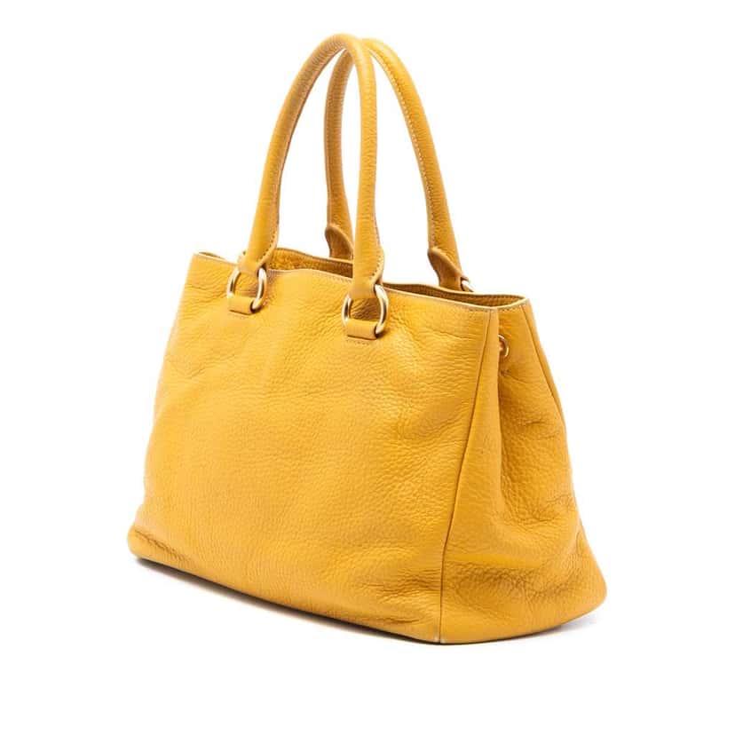 Prada Vitello Daino Open Convertible Tote Yellow Leather Very good condition - Back View