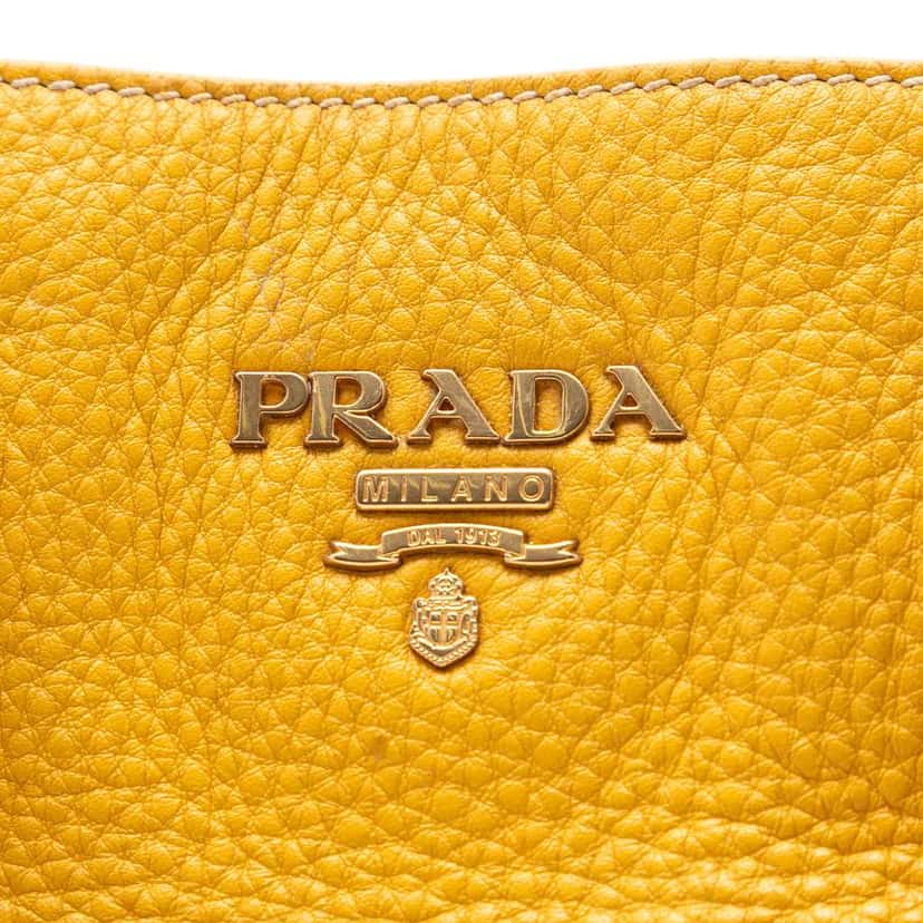 Prada Vitello Daino Open Convertible Tote Yellow Leather Very good condition - Box View