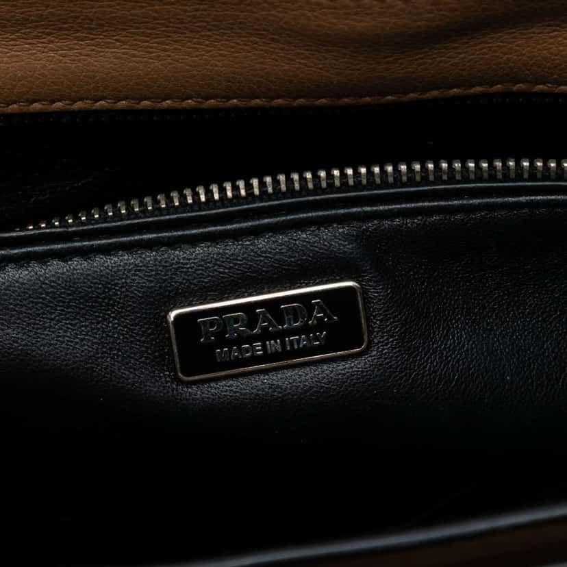 Prada Glace Calf Arcade Crossbody Brown Leather Good condition - Box View