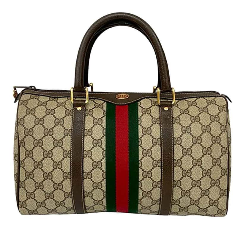 Gucci GG Supreme Web Boston Brown Canvas Good condition - Front View