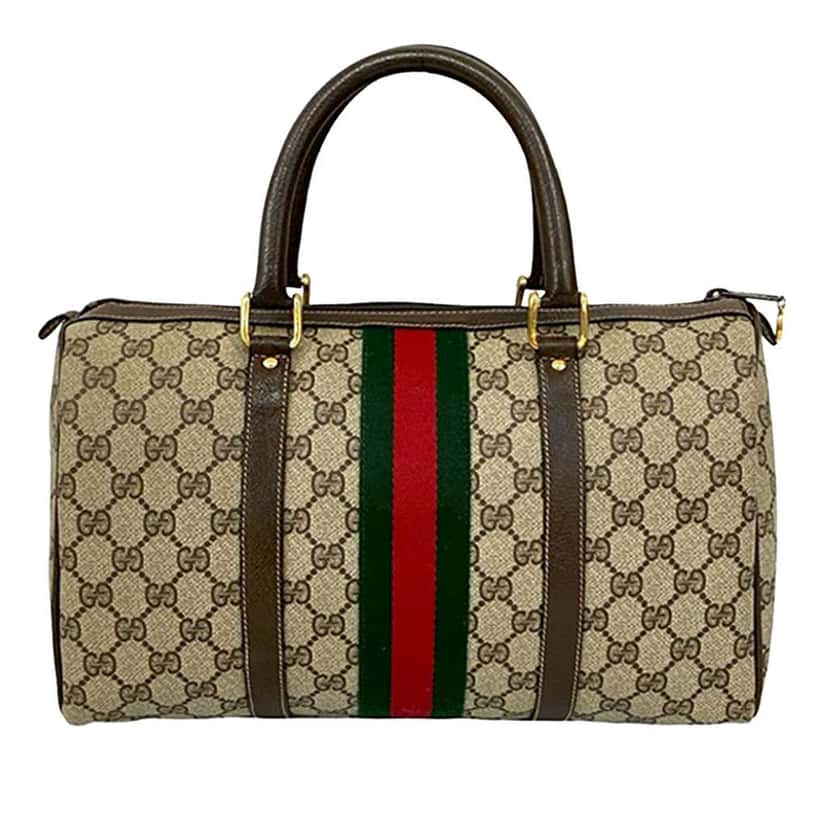 Gucci GG Supreme Web Boston Brown Canvas Good condition - Back View