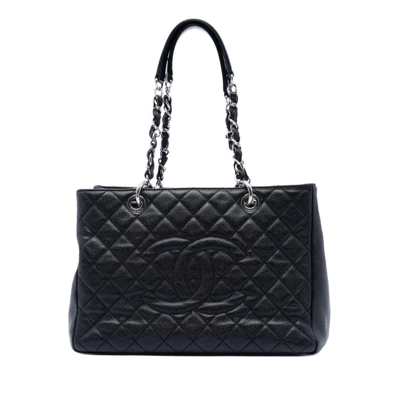 Chanel Caviar Grand Shopping Tote Black Leather Very good condition - Front View