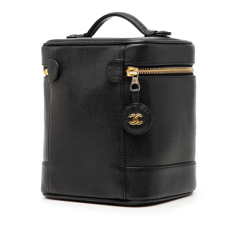 Chanel CC Caviar Vanity Case Black Leather Very good condition - Back View