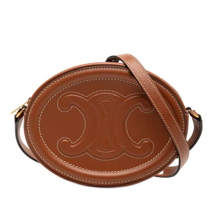 Celine Small Calfskin Cuir Triomphe Oval Crossbody Brown Leather Very good condition - Front View