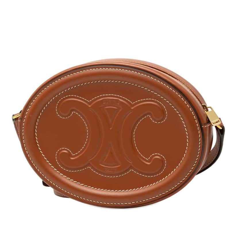 Celine Small Calfskin Cuir Triomphe Oval Crossbody Brown Leather Very good condition - Back View