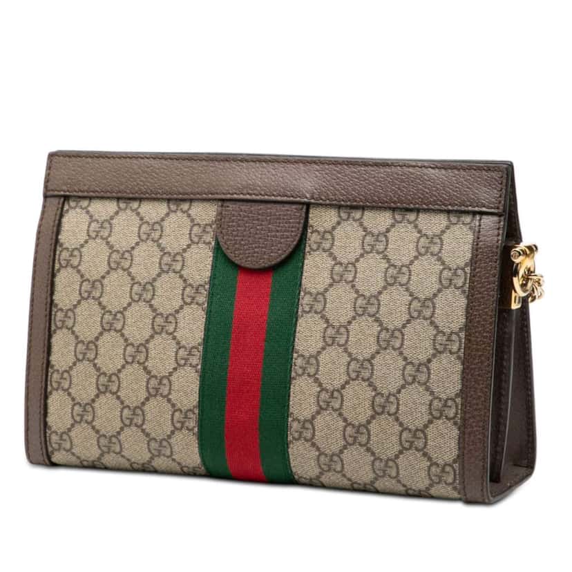 Gucci Small GG Supreme Web Ophidia Chain Crossbody Brown Canvas Good condition - Back View