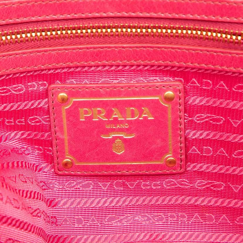 Prada Vitello Shine Bauletto Satchel Pink Leather Good condition - Box View