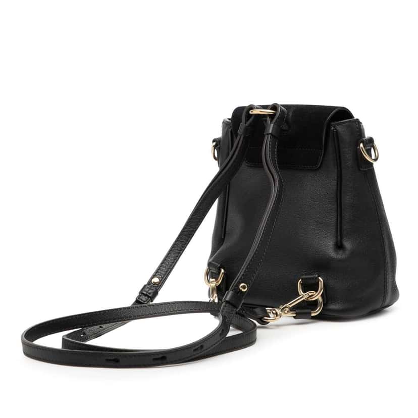 Chloé Mini Calfskin and Suede Faye Backpack Black Leather Good condition - Back View