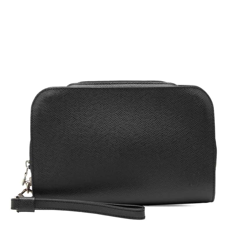 Louis Vuitton Taiga Pochette Baikal Black Leather Good condition - Front View