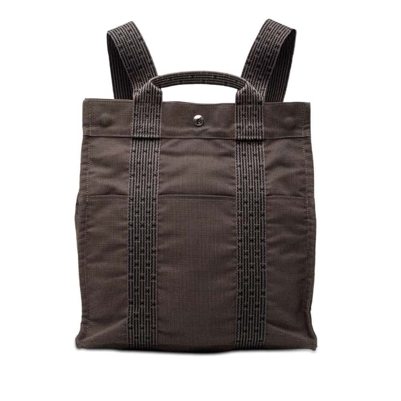 Hermès Canvas Herline Backpack MM Grey Canvas Good condition - Front View
