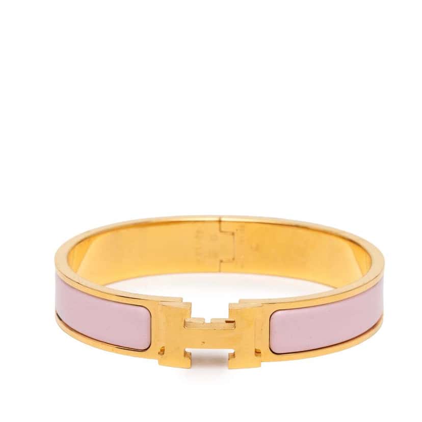 Hermès Narrow Enamel Clic H Bracelet PM Purple Very good condition - Front View