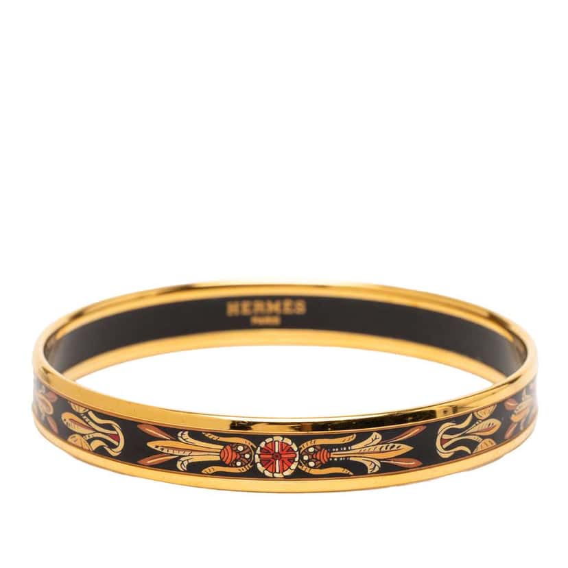 Hermès Narrow Dream Catcher Enamel Bangle 62 Black Good condition - Front View