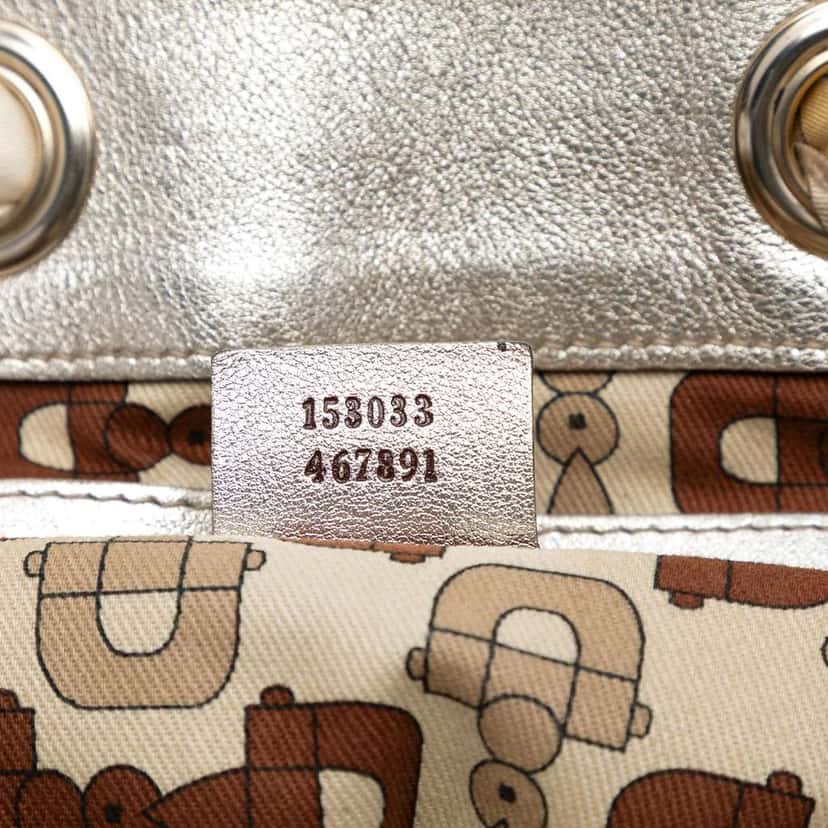 Gucci Large Metallic Guccissima Positano Scarf Tote Silver Leather Good condition - Box View