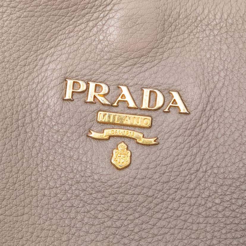 Prada Vitello Daino Open Convertible Tote Brown Leather Good condition - Box View