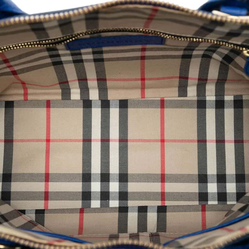 Burberry Small Grained Calfskin Greenwood Satchel Blue Leather Very good condition - Model View