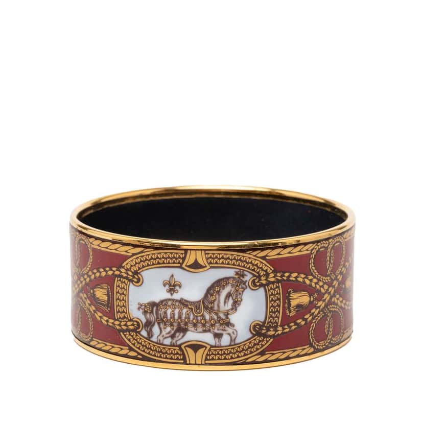 Hermès Extra Wide Enamel Grand Apparat Bracelet 70 Red Good condition - Back View
