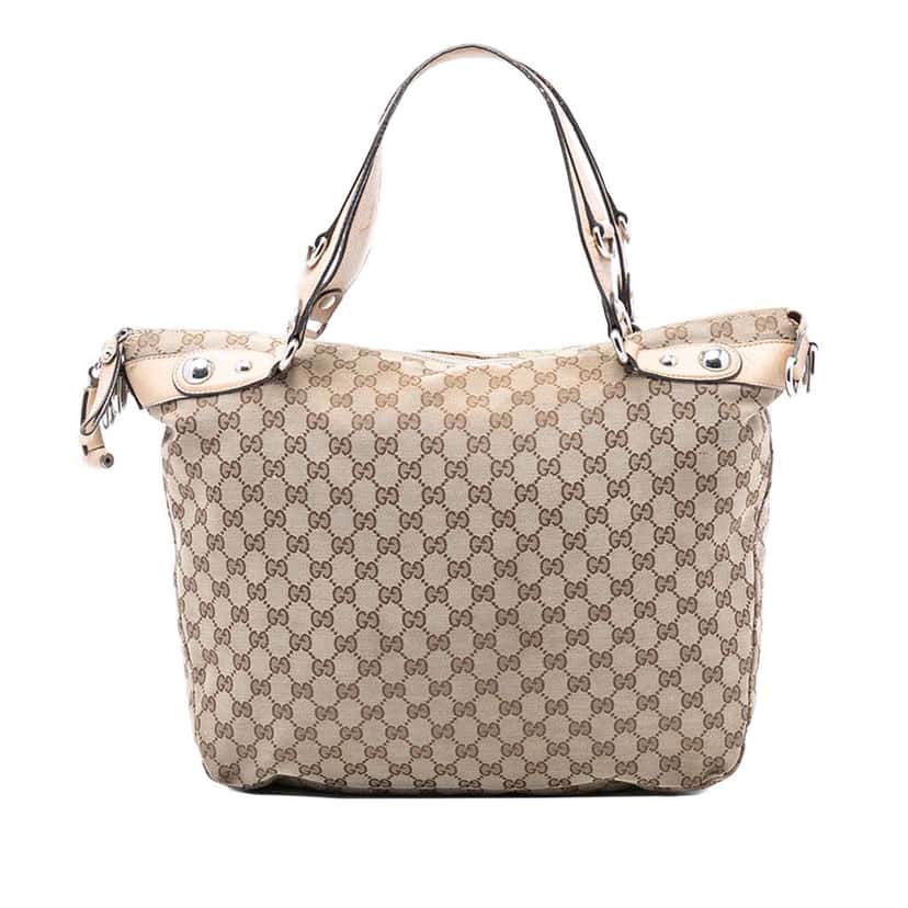 Gucci Large GG Canvas Icon Bit Satchel Brown Canvas Very good condition - Front View