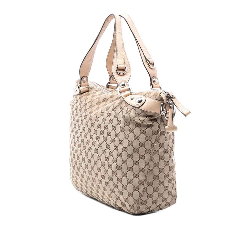Gucci Large GG Canvas Icon Bit Satchel Brown Canvas Very good condition - Back View