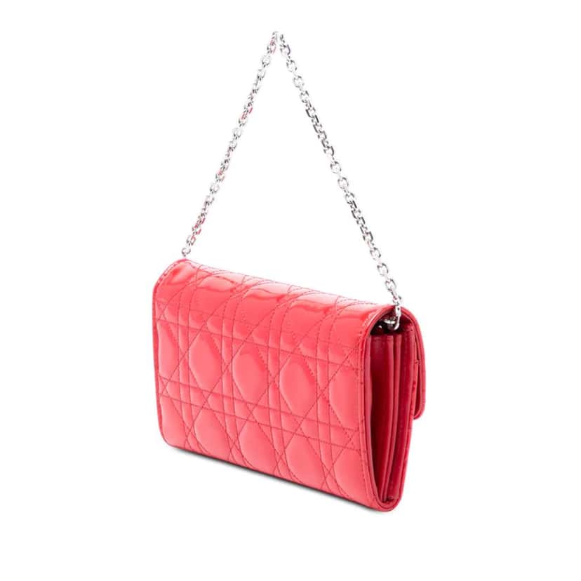 Dior Patent Cannage Miss Dior Wallet on Chain Red Leather Good condition - Back View