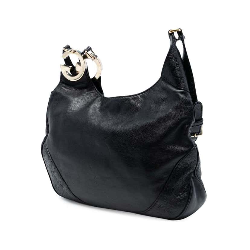 Gucci Guccissima Trimmed Leather Charlotte Crossbody Black Leather Good condition - Back View