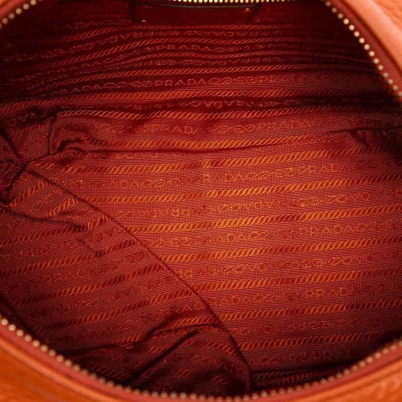 Prada Vitello Daino Zip Top Hobo Orange Leather Very good condition - Model View