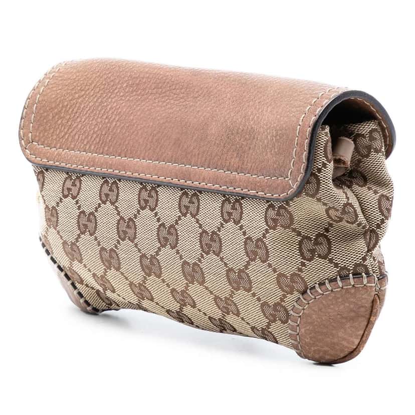 Gucci GG Canvas New Pelham Clutch on Chain Brown Canvas Good condition - Back View