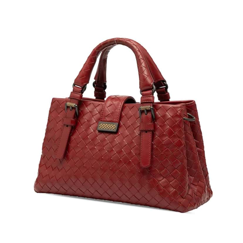 Bottega Veneta Mini Nappa Intrecciato Roma Satchel Red Leather Very good condition - Back View