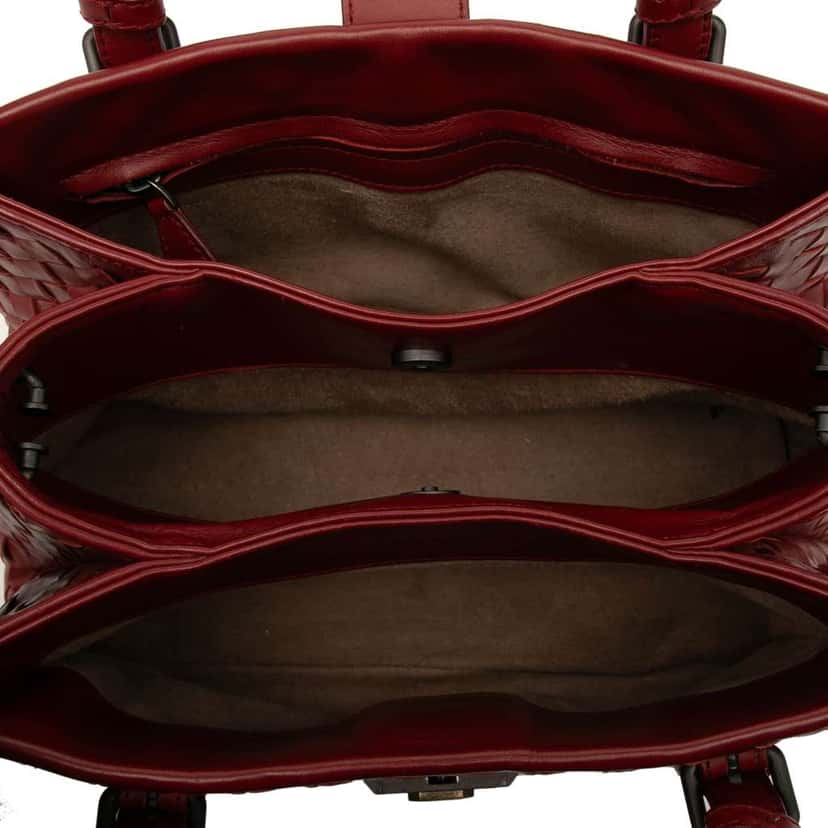 Bottega Veneta Mini Nappa Intrecciato Roma Satchel Red Leather Very good condition - Model View