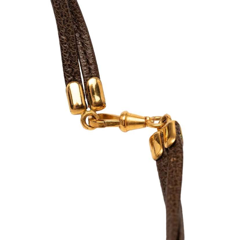 Hermès Leather and Enamel Grand Apparat Pendant Necklace Brown Leather Good condition - Inside View