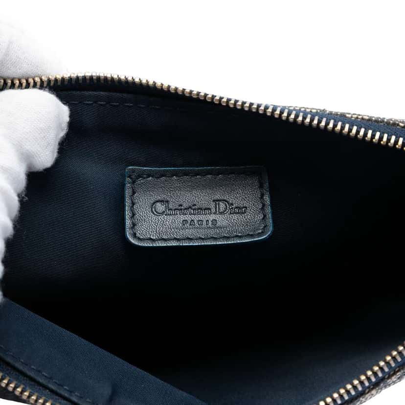 Dior Mini Diorissimo Canvas Saddle Pochette Blue Canvas Good condition - Box View