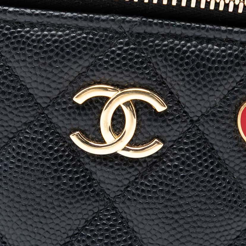 Chanel Mini Quilted Caviar Coco Casino Vanity Case Black Leather Very good condition - Box View